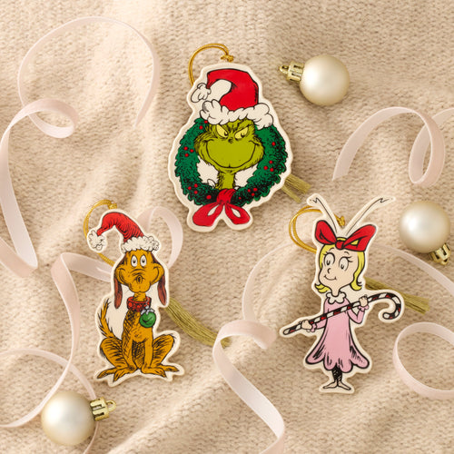 Grinch with Wreath Flat Ornament